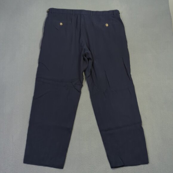 Giorgio Armani Pants Men's 54(IT) Fits 36x30 Navy Blue Pleated Cotton Slacks - Picture 2 of 12